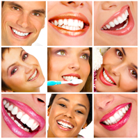 a series of images of smiling people promoting teeth whitening