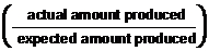 *eq* actual amount produced divided by expected amount produced