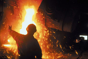 molten iron being poured