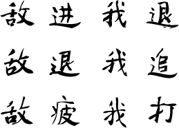 Chinese characters representing the military tactics slogan used by Red Army commanders